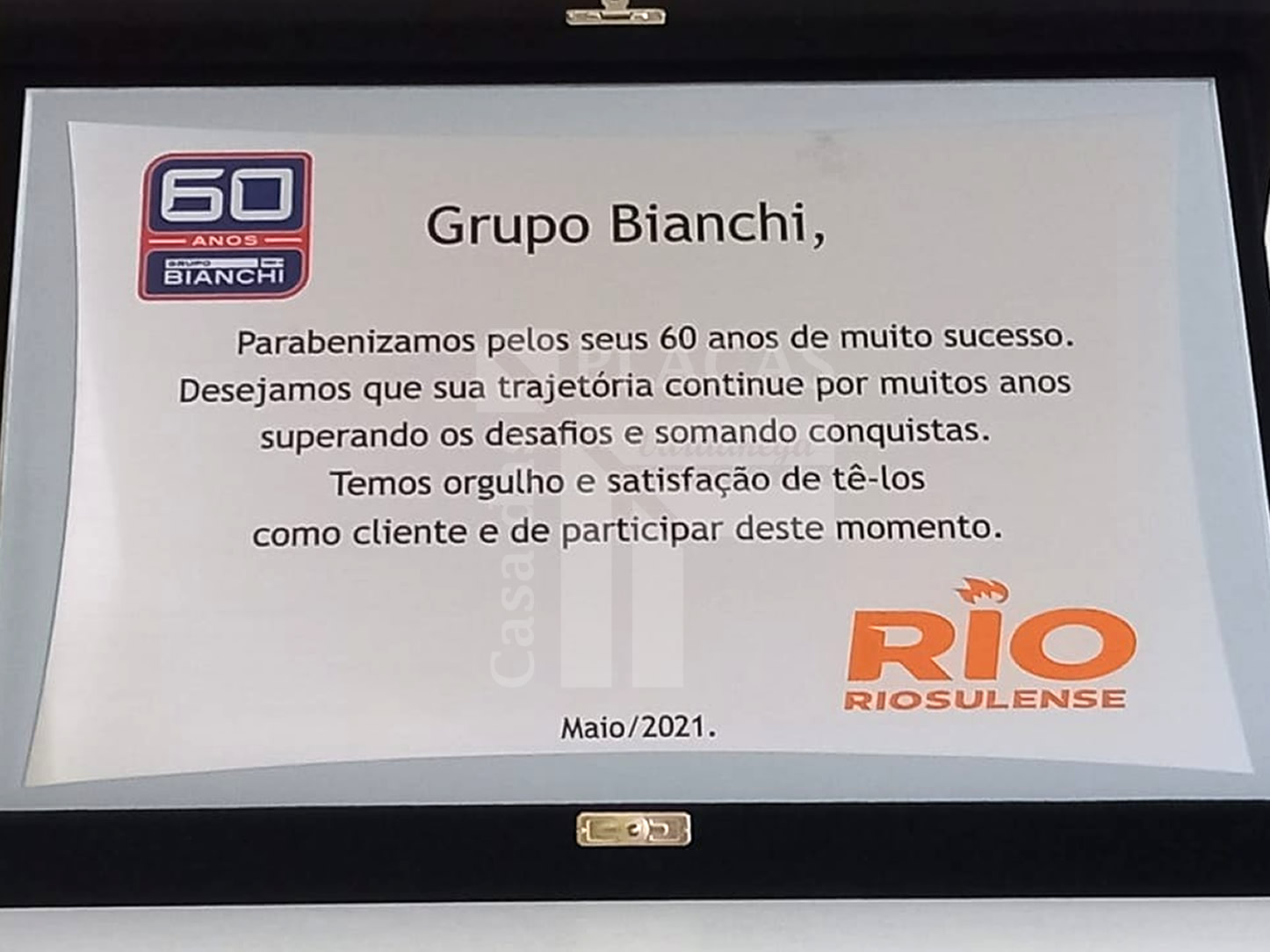 Placa comemorativas em Aço com Estojo Bianchi