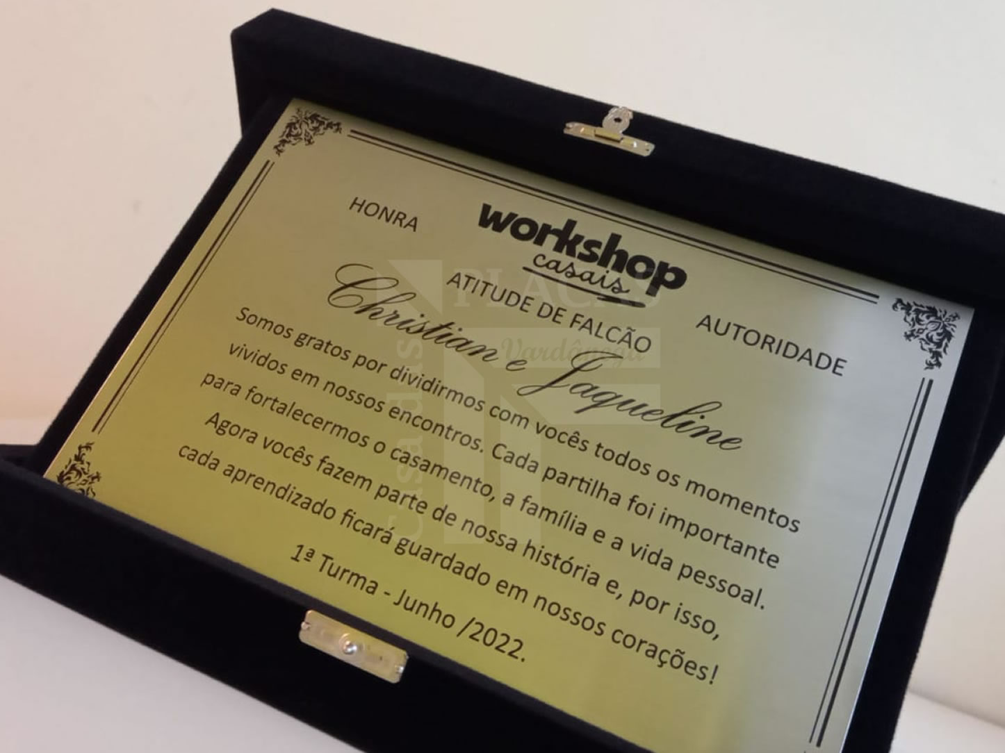 Placa comemorativas em Aço com Estojo Workshop