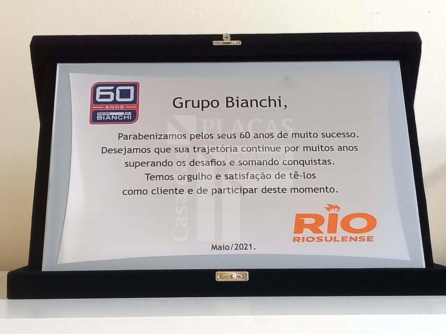 Placa comemorativas em Aço com Estojo Bianchi