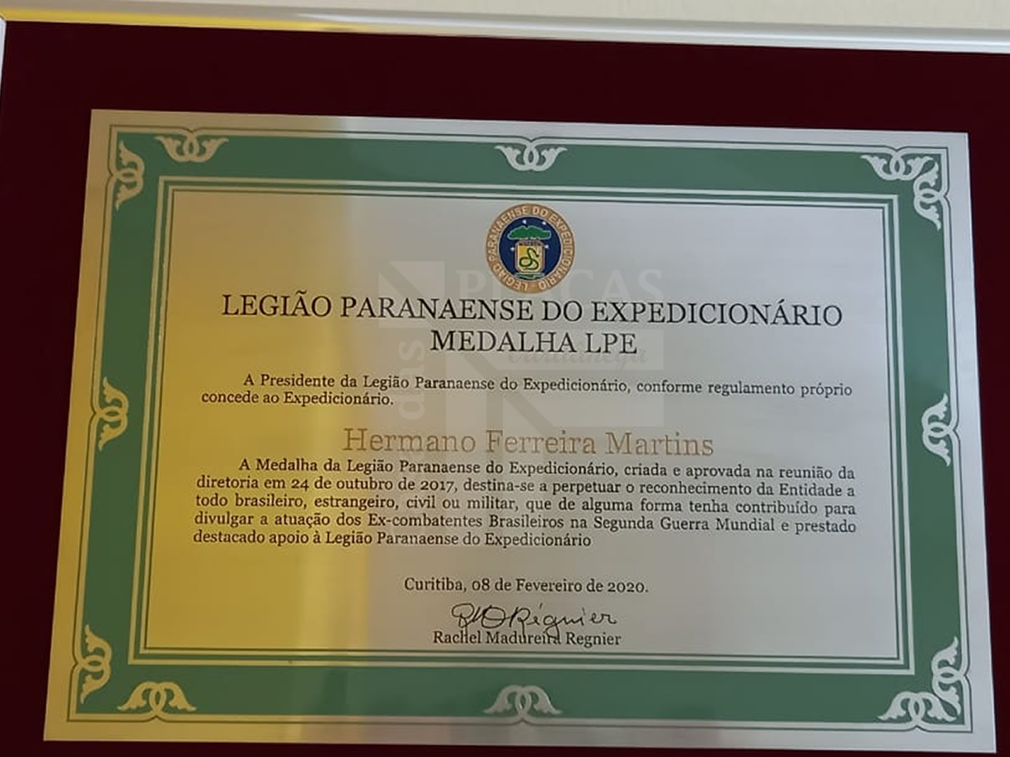 Placa comemorativas em Aço Legião