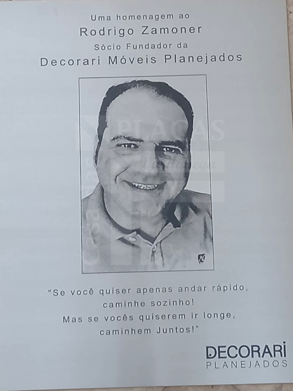 Placa em Aço Homenagem 