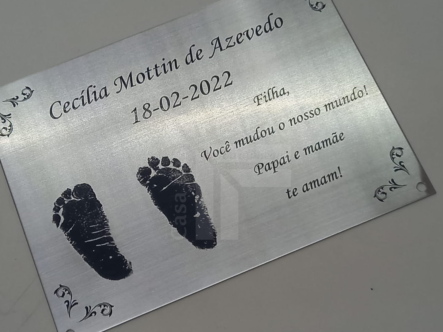 Placa Póstuma em Aço Cecília