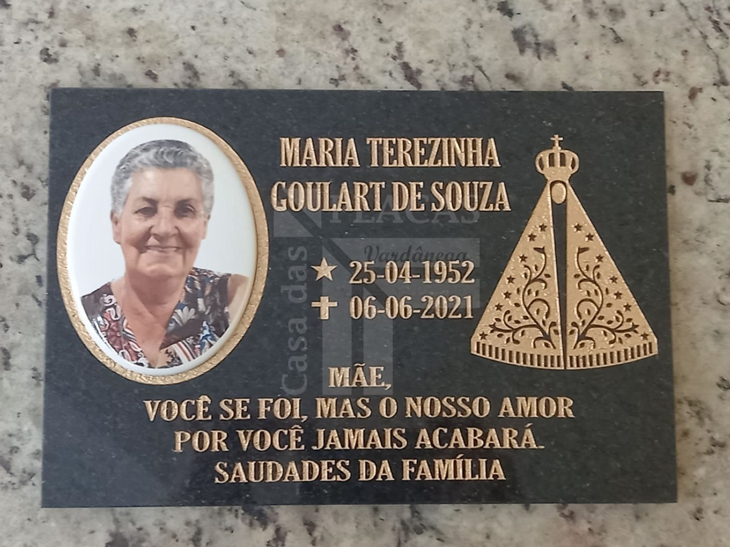 Placa Póstumas em Granito ou Mármore Maria